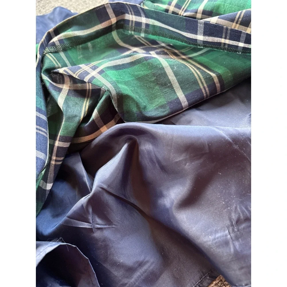 Gymboree Plaid Dress Navy Blue Green Puffy‎ Sleeve Baby Girls 12 18 Months